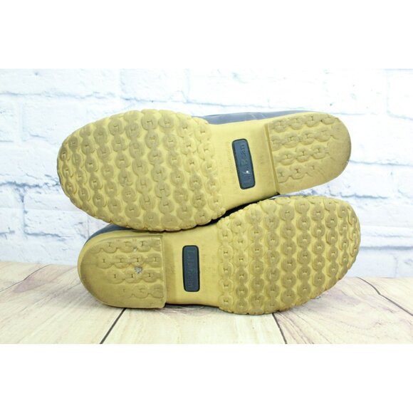 LL Bean Blue Brown Leather Rubber Unlined 8" Ankle Duck Boots Round Toe Size 8 M - Picture 10 of 10